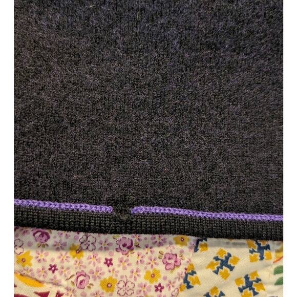 Modern Soul Open Front Black Wool Blend Cardigan w/ Purple Trim Sz L - Picture 5 of 12